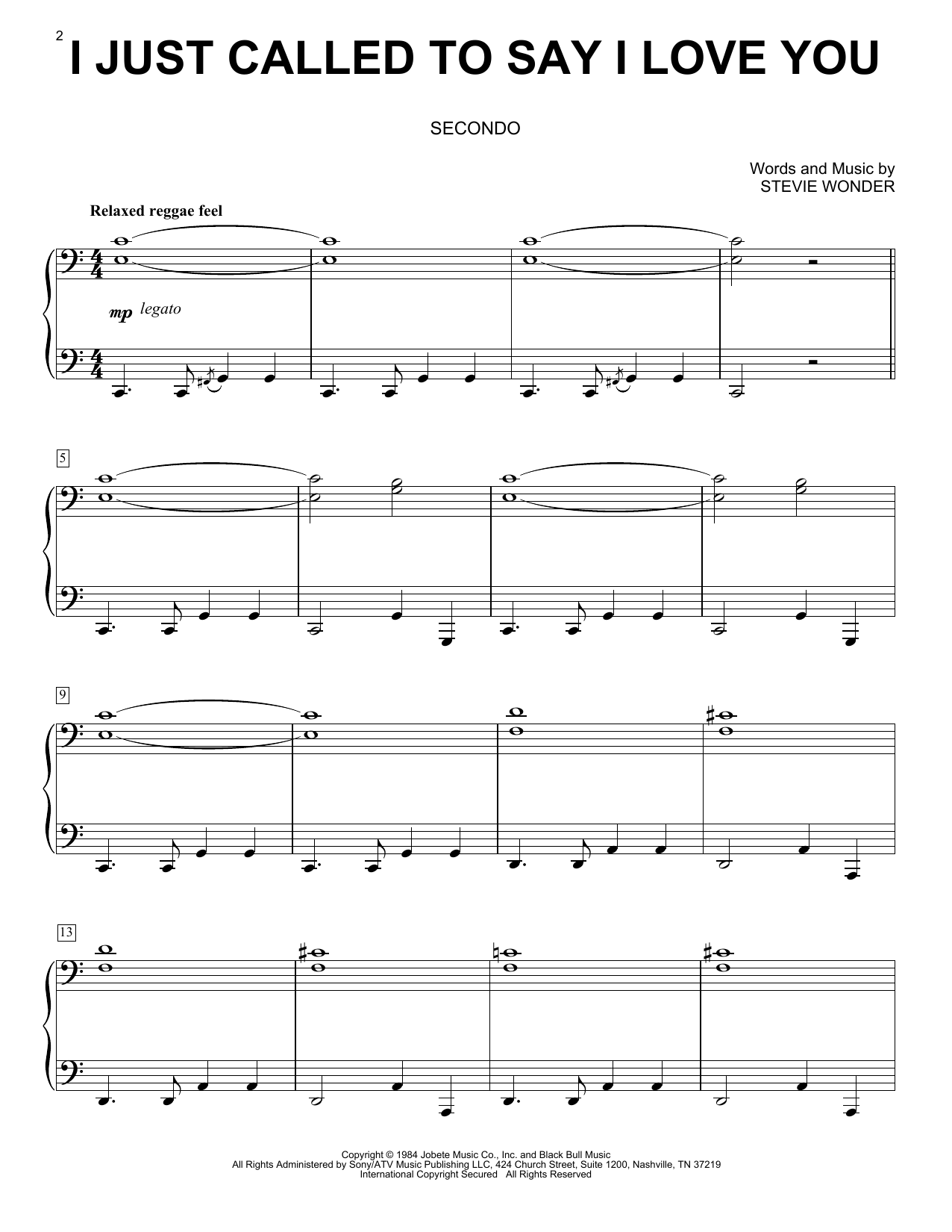Produktgalerie: Seite 1 von 1 I Just Called To Say I Love You, Stevie Wonder, Klavier