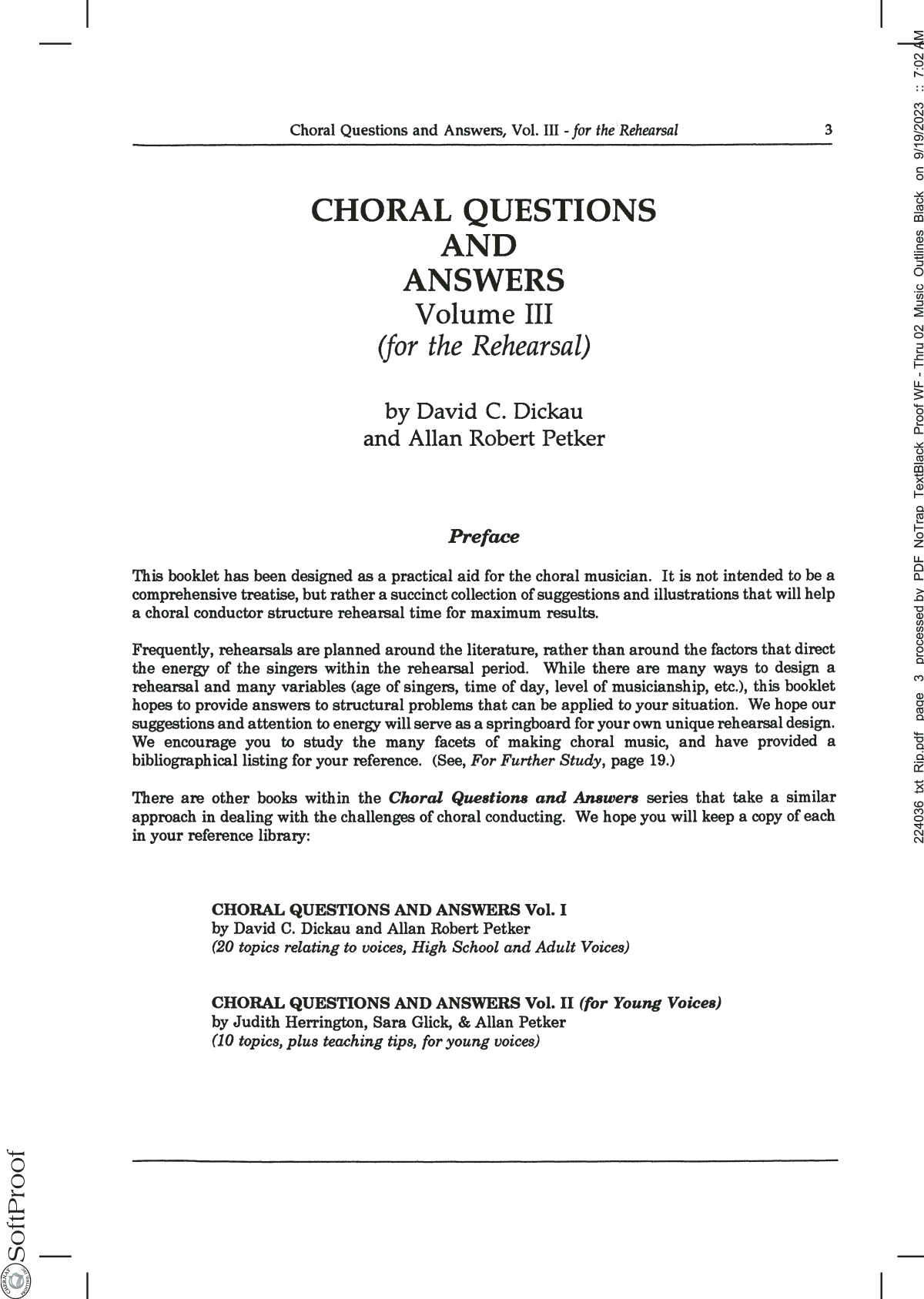 Product gallery: Page 1 of 1 Choral Questions And Answers, Volume III, David C. Dickau and Allan Robert Petker
