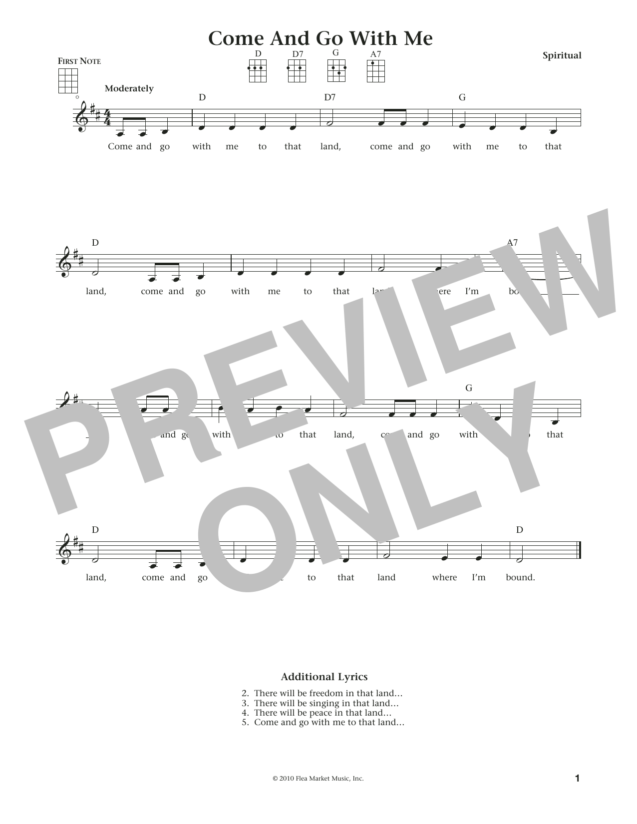 Product gallery: Page 1 of 1 Come And Go With Me (from The Daily Ukulele) (arr. Liz and Jim Beloff), Spiritual