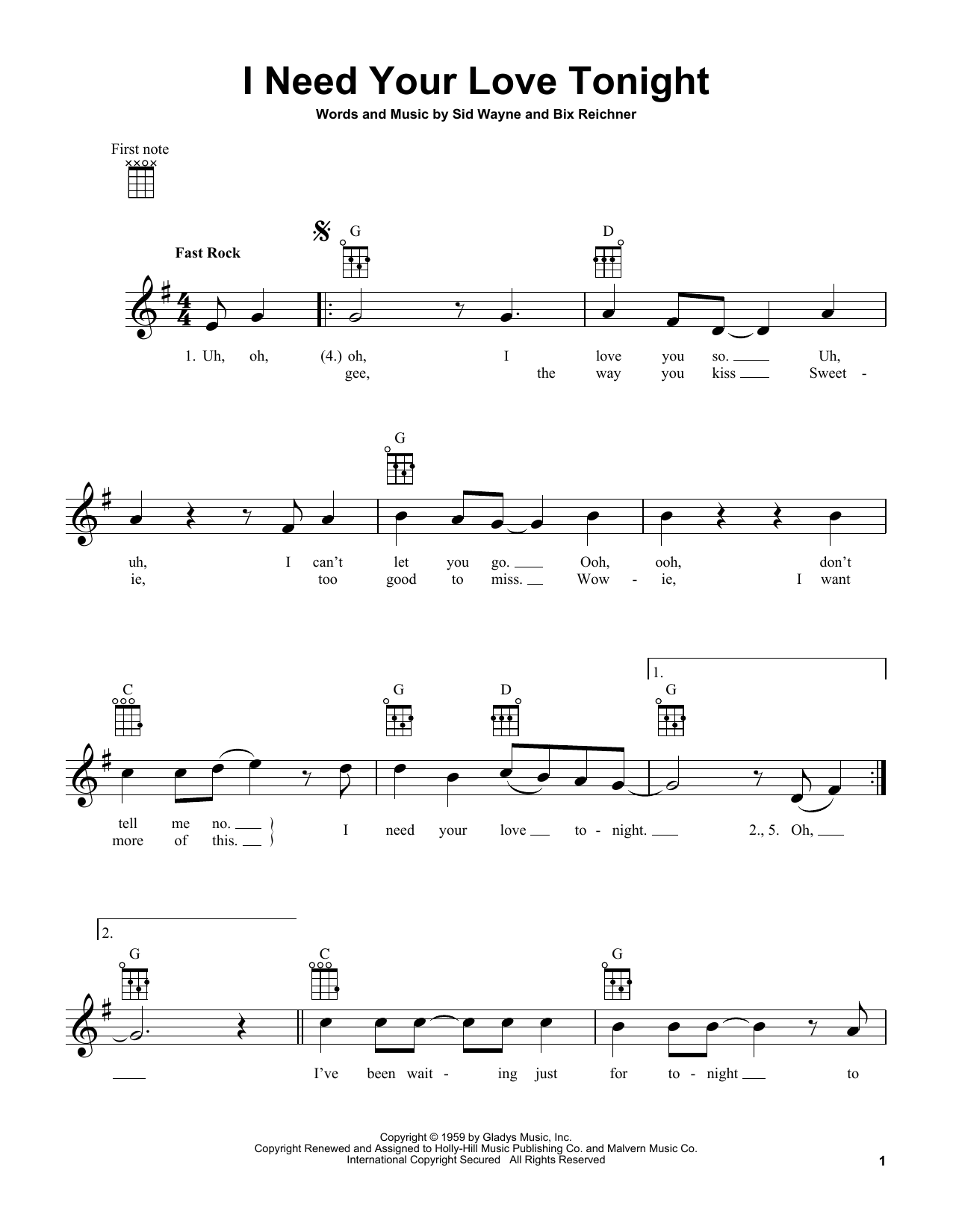Product gallery: Page 1 of 1 I Need Your Love Tonight, Elvis Presley
