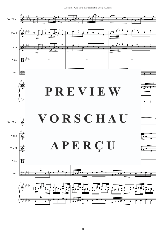 Product gallery: Page 10 of 11 Concerto in F-Moll Op.9, , Oboe D'Amore Solo, String Ensemble, and Harpsichord (Bc)