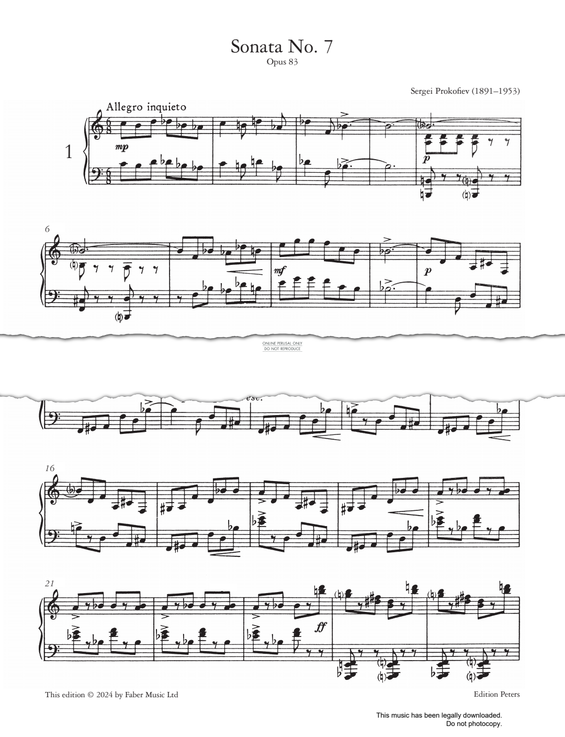 Produktgalerie: Seite 1 von 1 Sonata No.7 Op.83, Sergei Prokofiev, Klavier