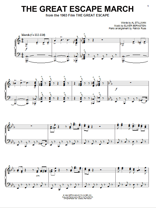 Product gallery: Page 1 of 1 The Great Escape March, Elmer Bernstein