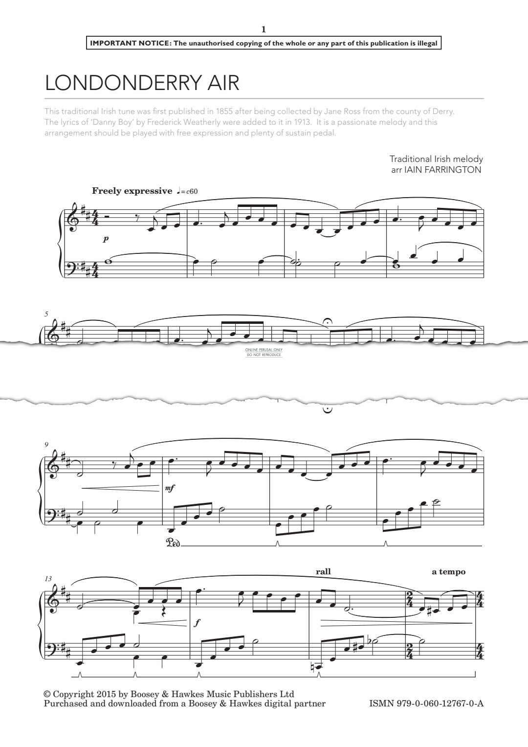 Produktgalerie: Seite 1 von 1 Londonderry Air, Irish Traditional, Klavier