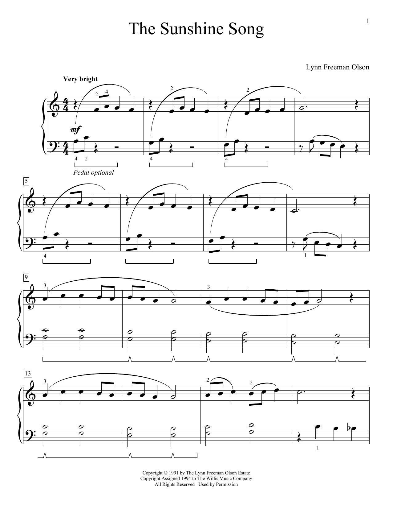 Produktgalerie: Seite 1 von 1 The Sunshine Song, Lynn Freeman Olson, Klavier