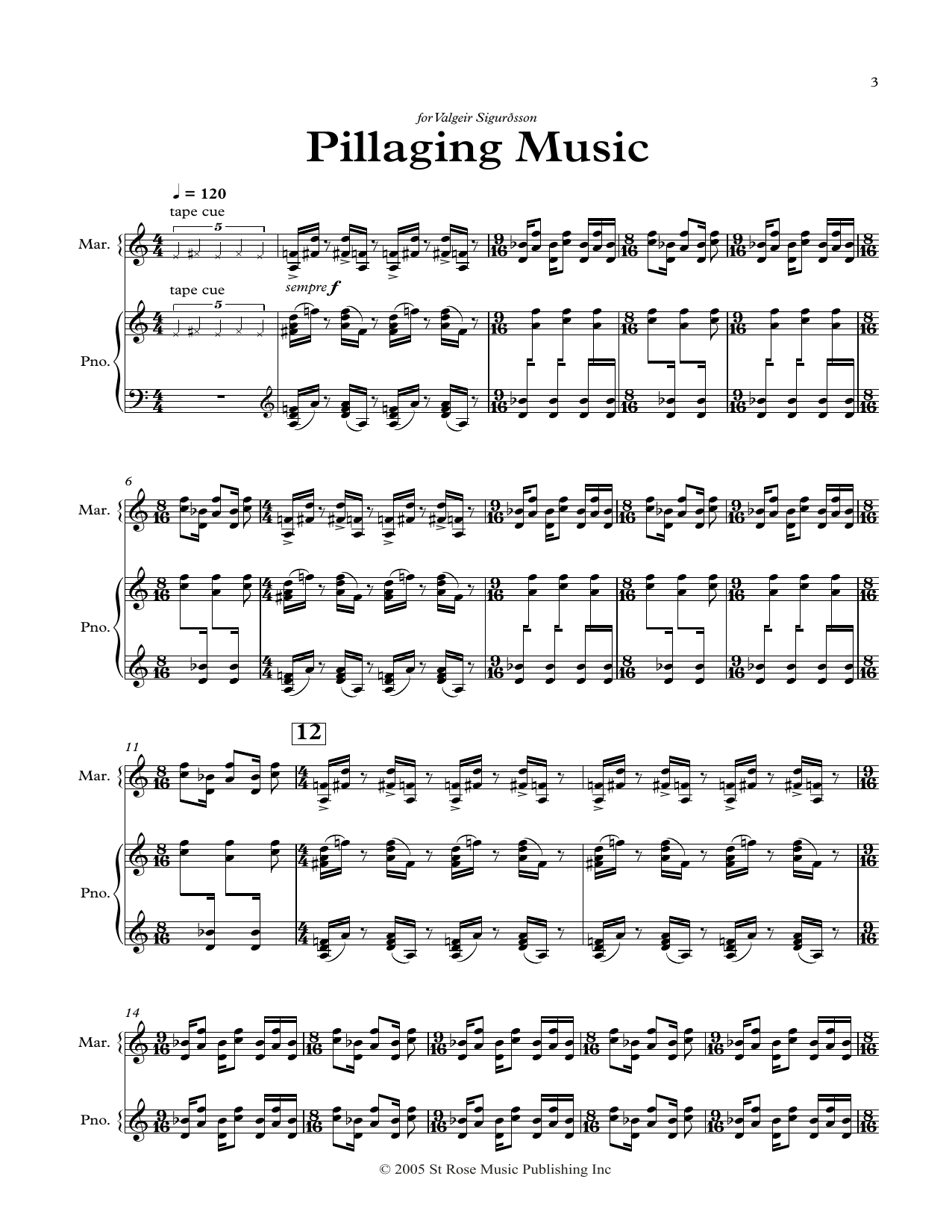 Product gallery: Page 1 of 1 Pillaging Music (Marimba), Nico Muhly