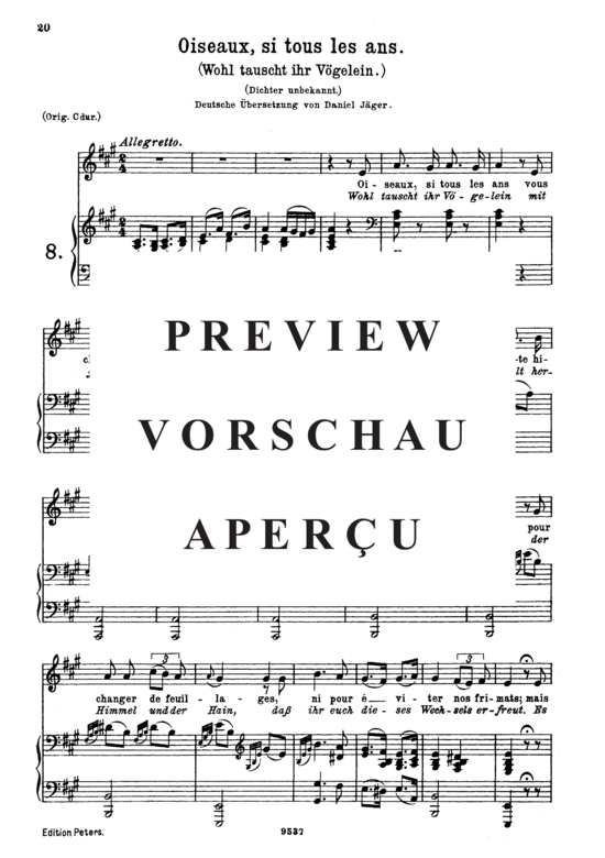 gallery: Oiseaux, si tous les ans K.307 , , (Gesang mittel + Klavier)