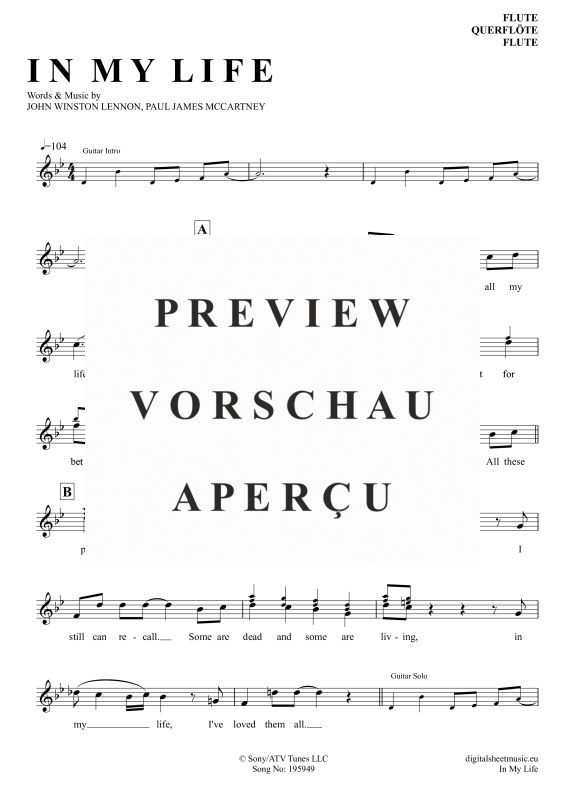 Product gallery: Page 2 of 4 In My Life, Beatles, The, (Querflöte)