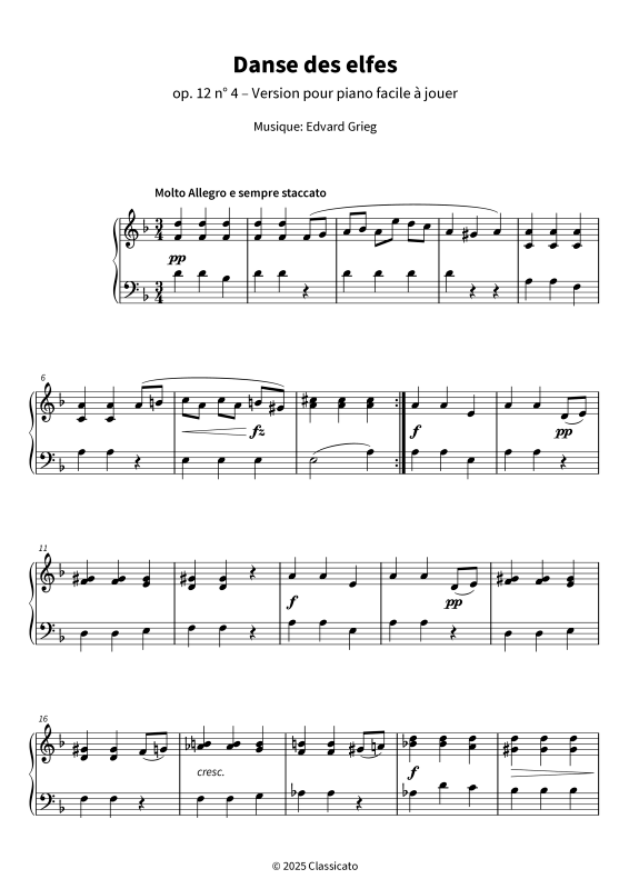 Produktgalerie: Seite 1 von 6 Danse des elfes - op. 12 n° 4 - Version pour piano facile à jouer, , Klavier Solo