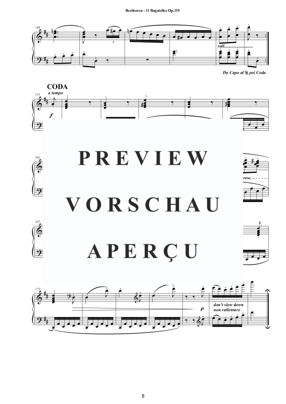Produktgalerie: Seite 9 von 11 11 Bagatelles for Piano Op.119, , Klavier Solo