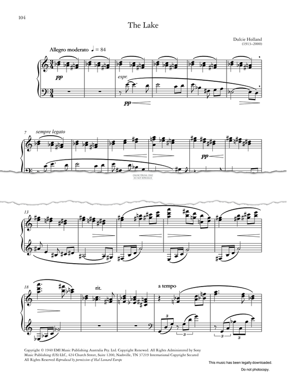 Produktgalerie: Seite 1 von 1 The Lake, Dulcie Holland, Klavier