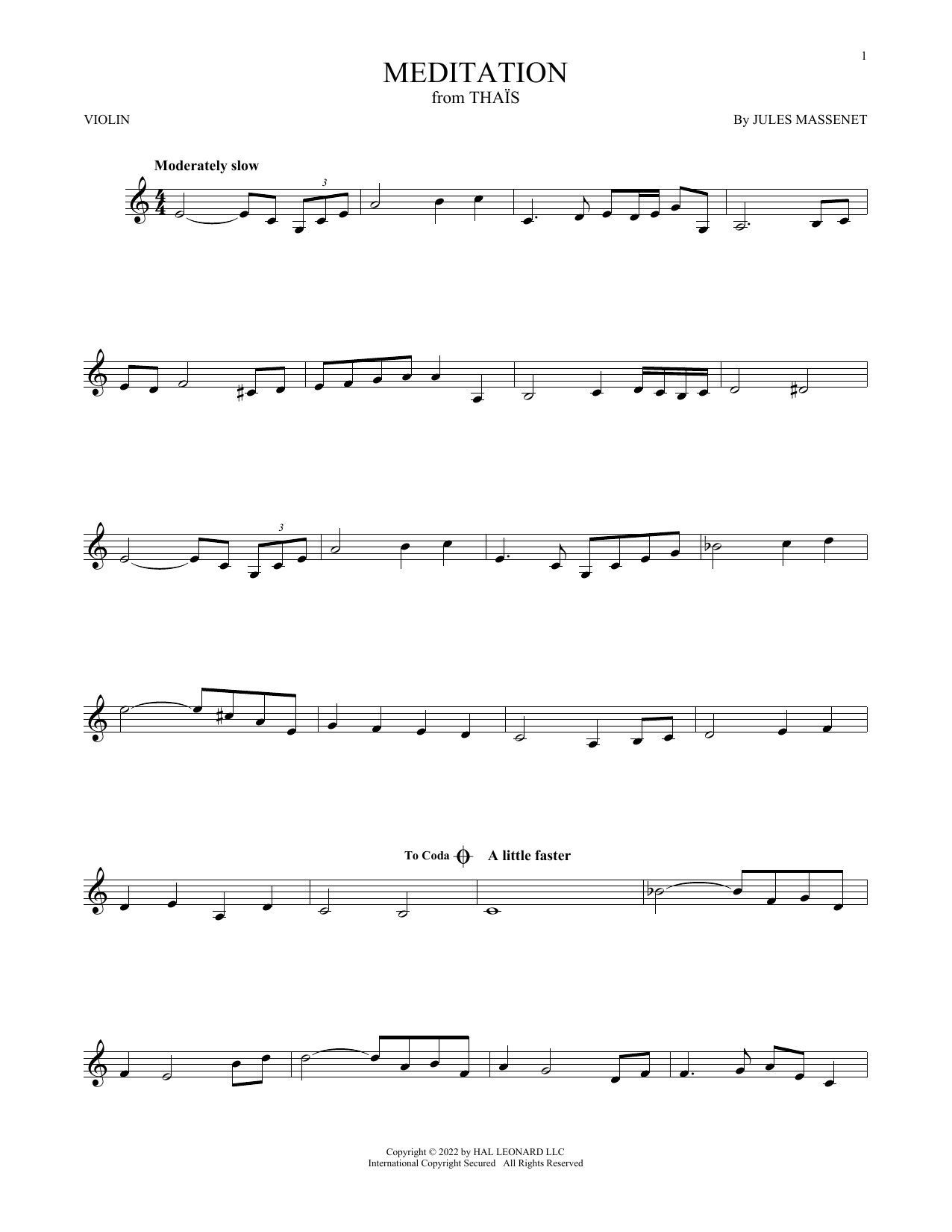 Product gallery: Page 1 of 1 Meditation, Jules Massenet