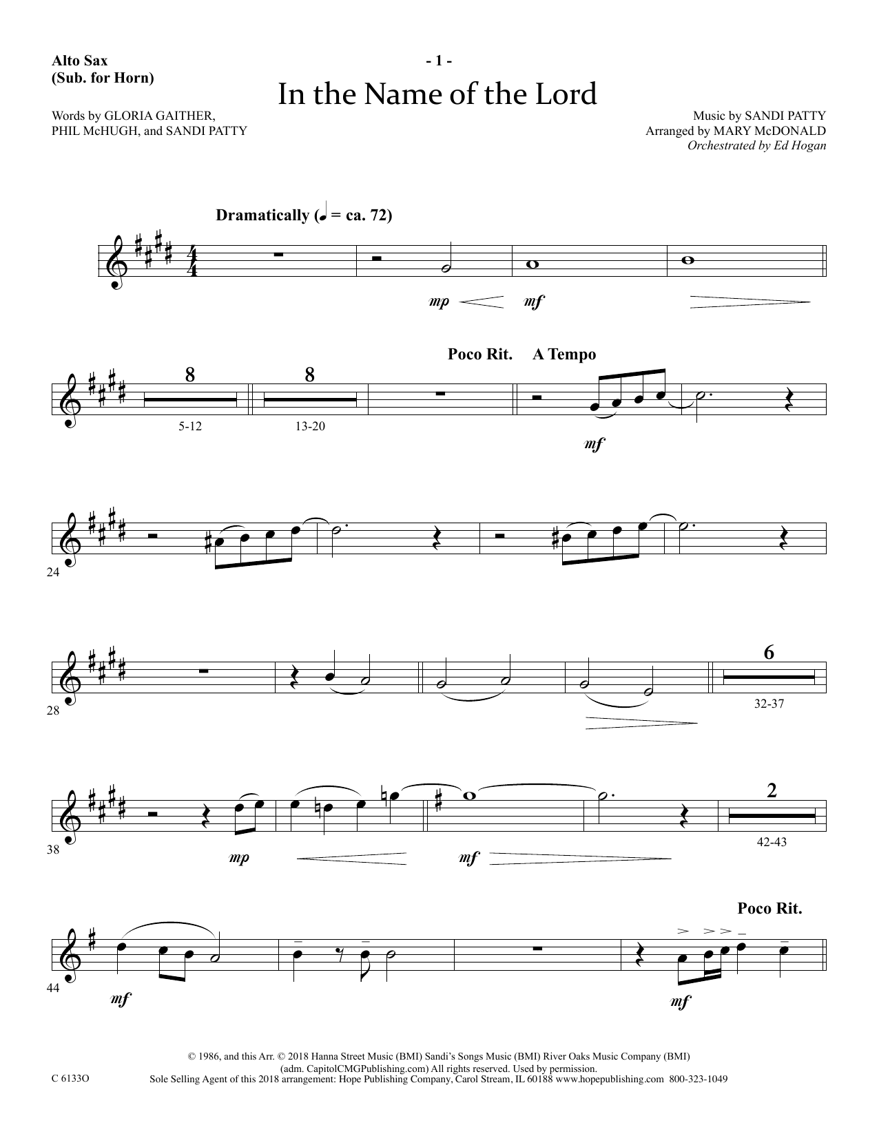 Produktbild zu: In The Name Of The Lord - Alto Sax (Horn sub.)
