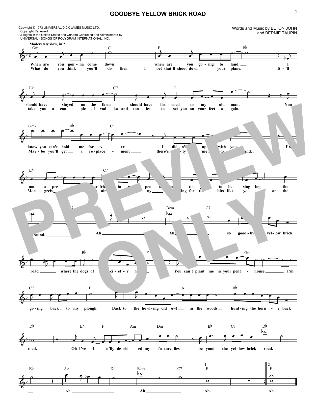 Produktbild zu: Goodbye Yellow Brick Road