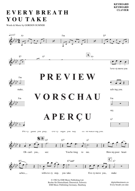 Product gallery: Page 2 of 4 Every breath you take , Police, The, (Keyboard)