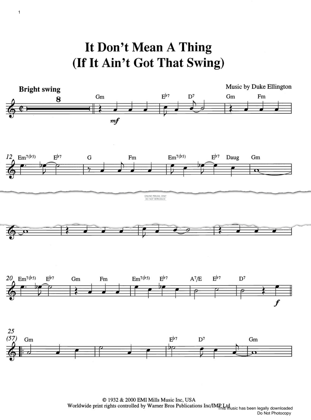 Produktgalerie: Seite 1 von 1 It Don't Mean A Thing (If It Ain't Got That Swing), Duke Ellington, Trompete
