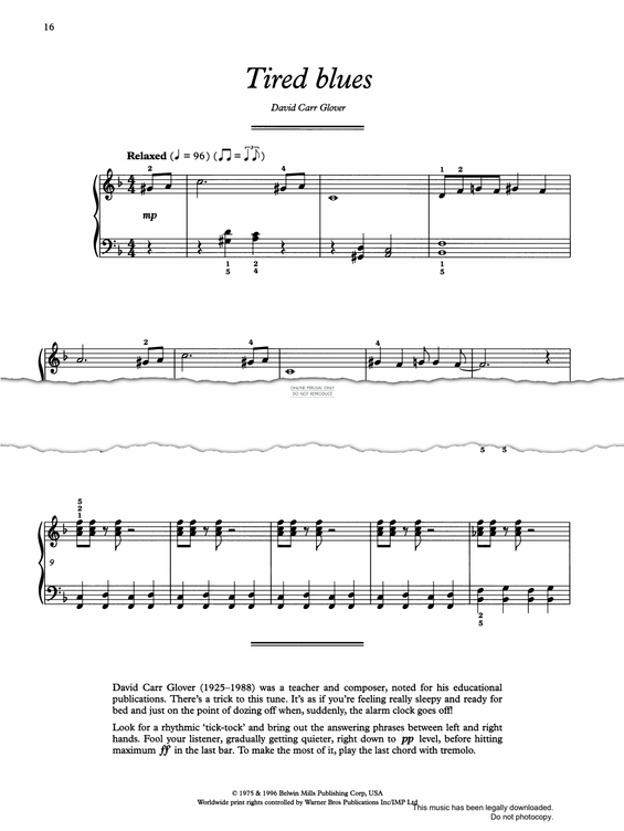 Produktgalerie: Seite 1 von 1 Tired Blues, David Carr Glover, Klavier