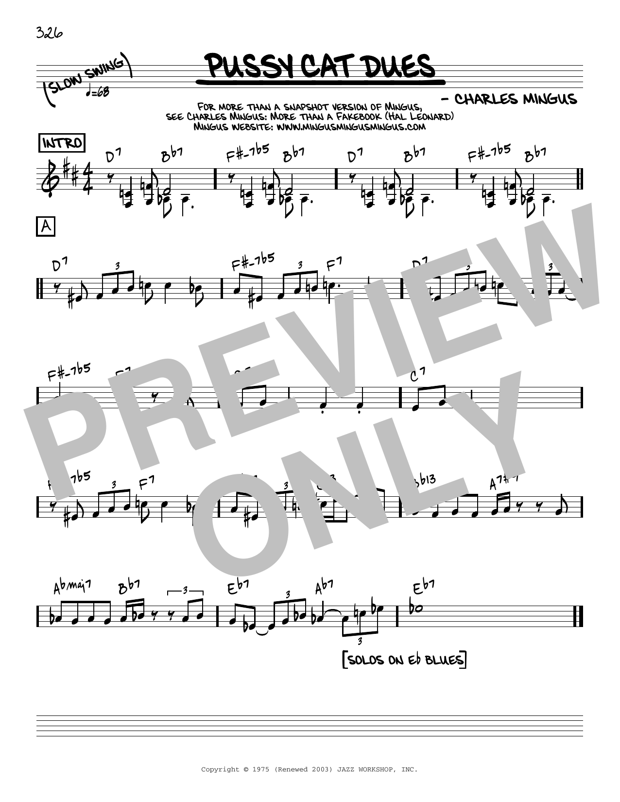 Produktbild zu:  Pussy Cat Dues [Reharmonized version] (arr. Jack Grassel) - Charles Mingus