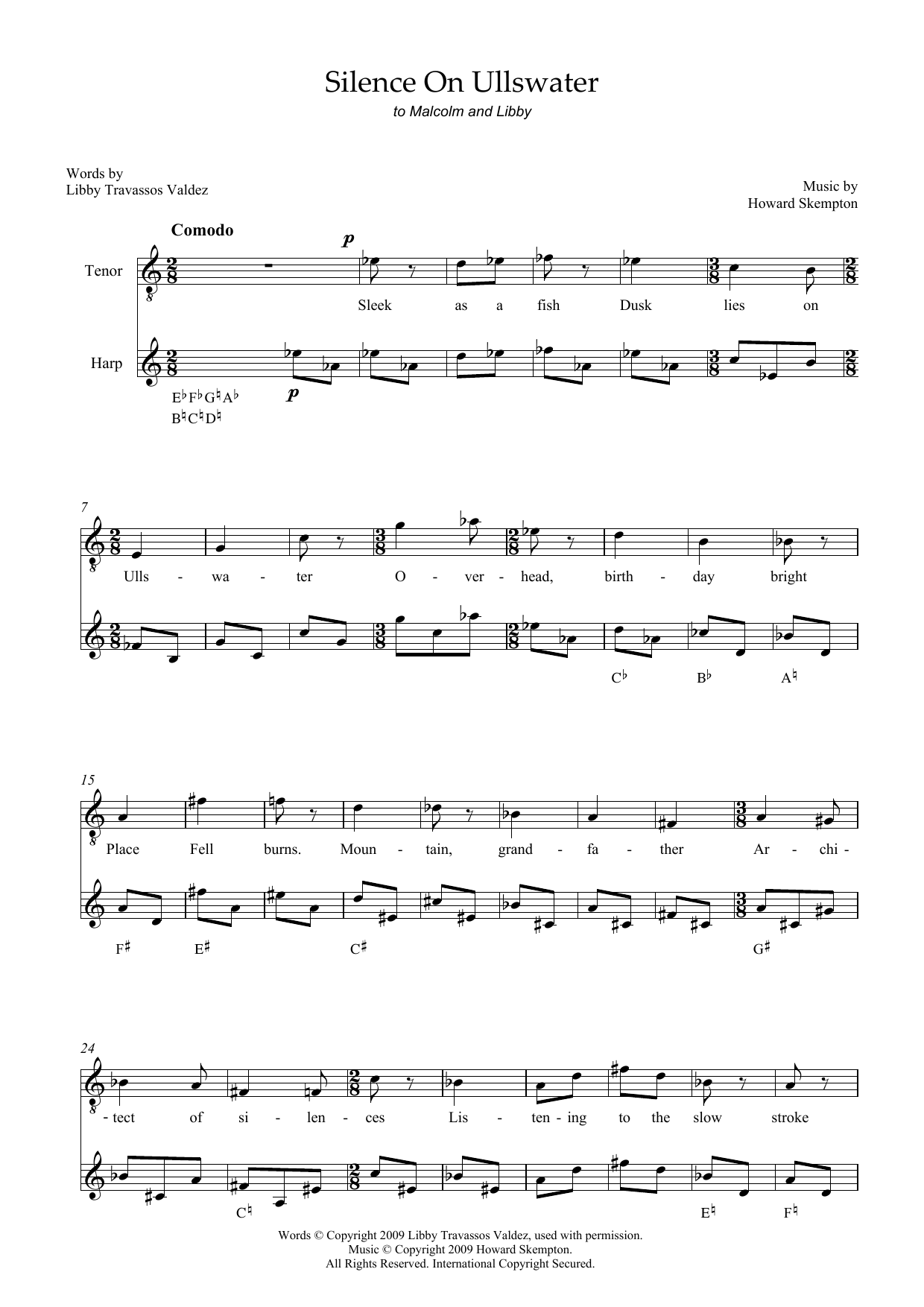 Product picture to: Silence on Ullswater (for tenor and harp)