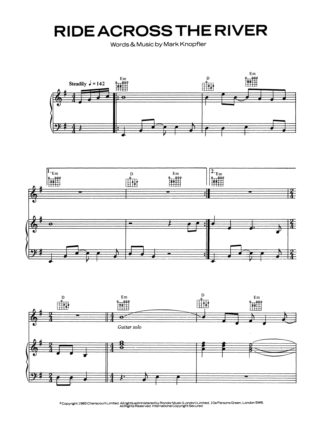 Produktgalerie: Seite 1 von 1 Ride Across The River, Dire Straits, Gesang, Gitarre, Klavier