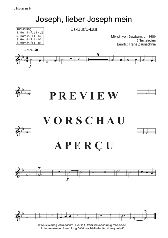 Produktgalerie: Seite 3 von 6 Josef, lieber Josef mein , , (Horn-Quartett)