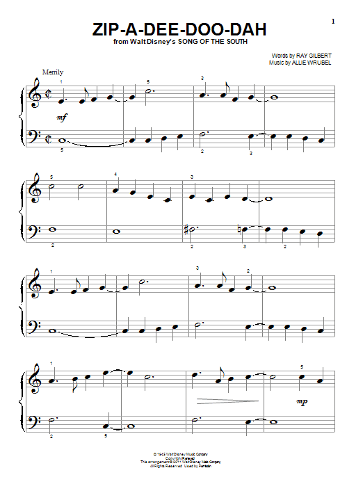Produktgalerie: Seite 1 von 1 Zip-A-Dee-Doo-Dah (from Song Of The South), James Baskett, Klavier