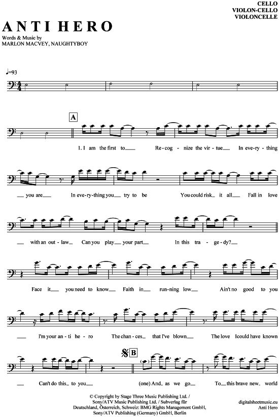 Produktgalerie: Seite 1 von 4 Anti Hero (Brave New World) , Roudette, Marlon, Violoncello