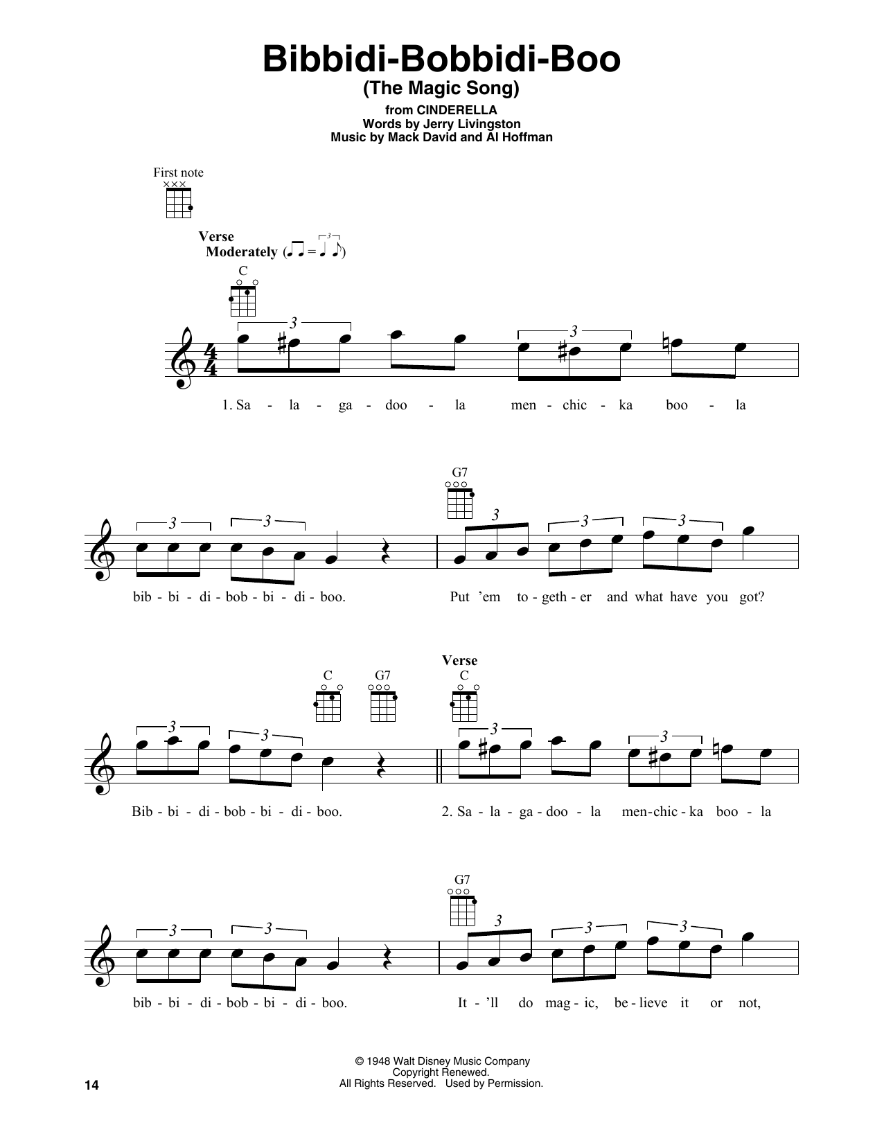 Product gallery: Page 1 of 1 Bibbidi-Bobbidi-Boo (The Magic Song) (from Cinderella), Verna Felton