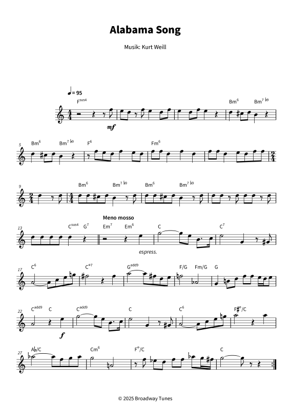 gallery: Alabama Song, , (Tenor Saxophon Solo & Akkorde - Leadsheet)
