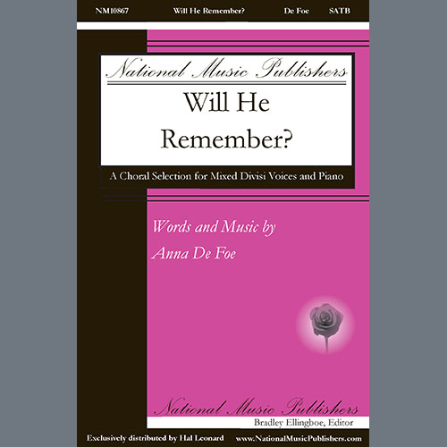 cover: Will He Remember, Anne De Foe