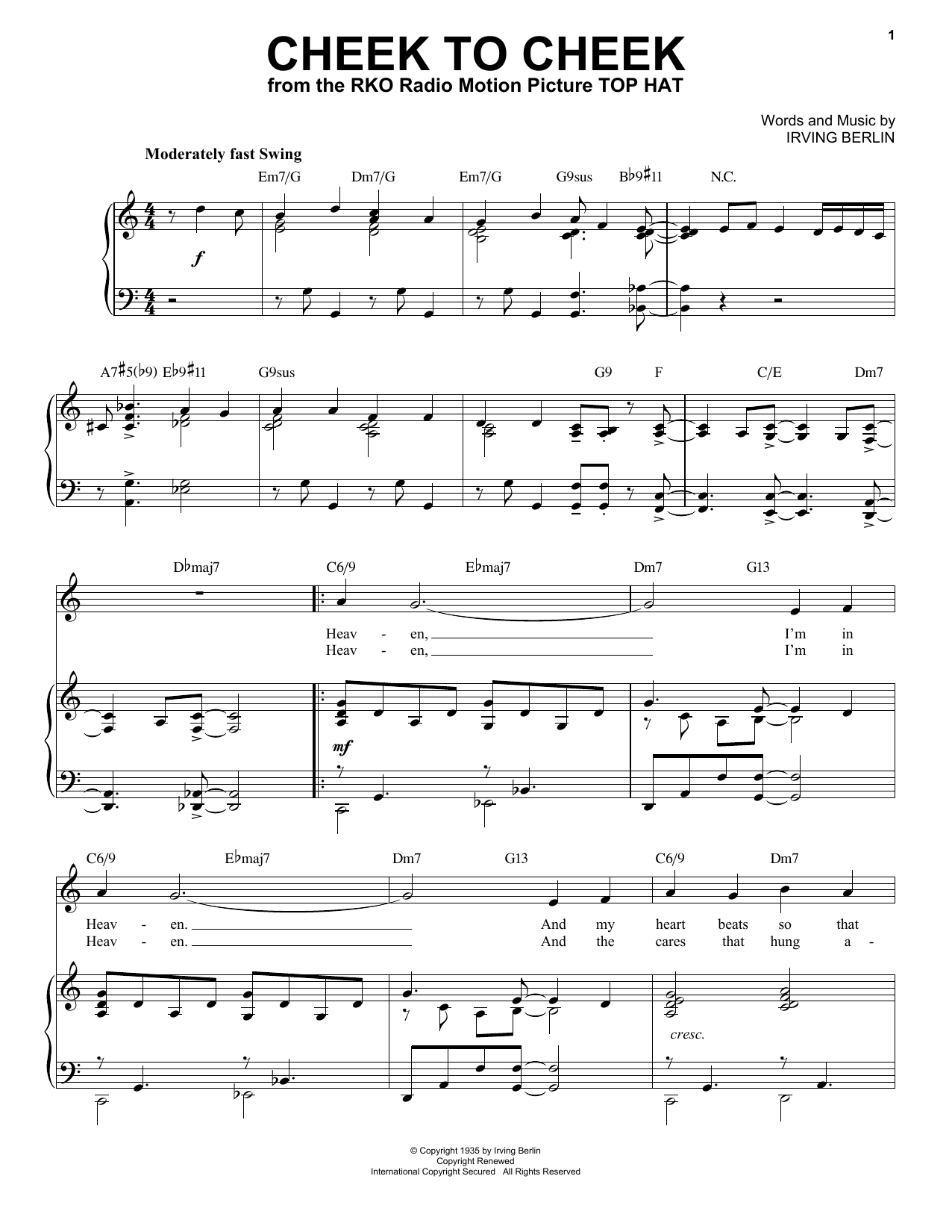 Produktbild zu: Cheek To Cheek [Jazz version] (arr. Brent Edstrom)