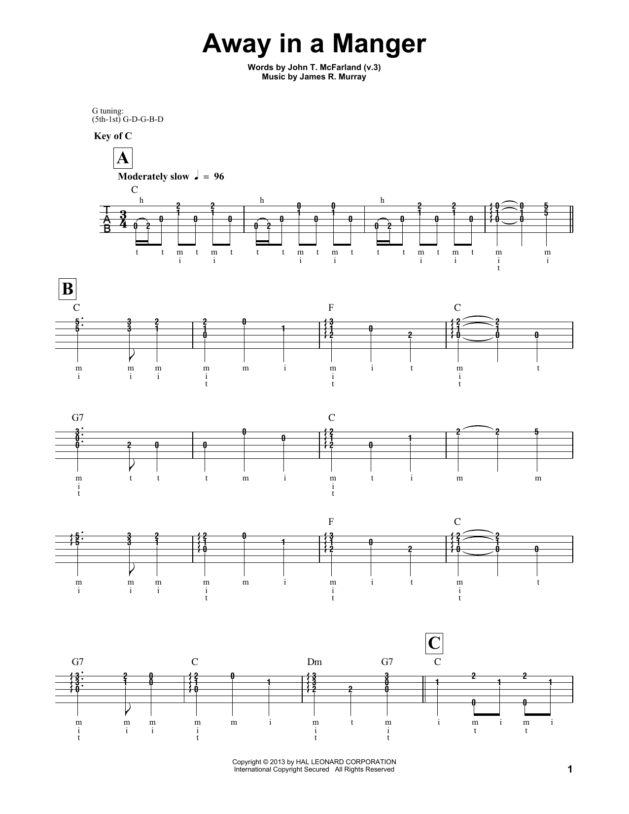 Produktgalerie: Seite 1 von 1 Away In A Manger, John T. McFarland (v.3), Banjo
