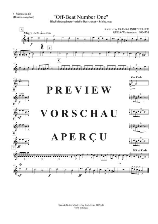 Produktgalerie: Seite 20 von 21 Off-Beat Number One , , (Quintett, variable Besetzung)