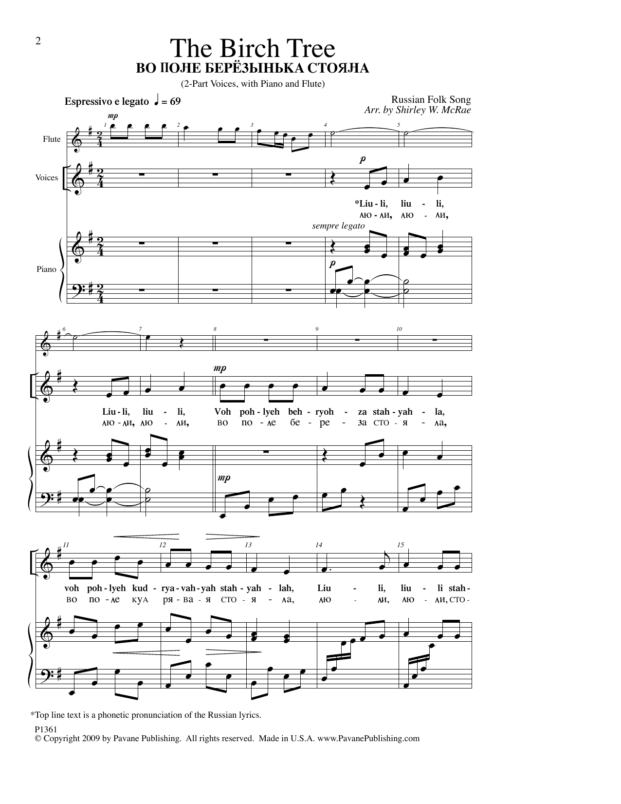 Produktbild zu: The Birch Tree (arr. Shirley McRae)
