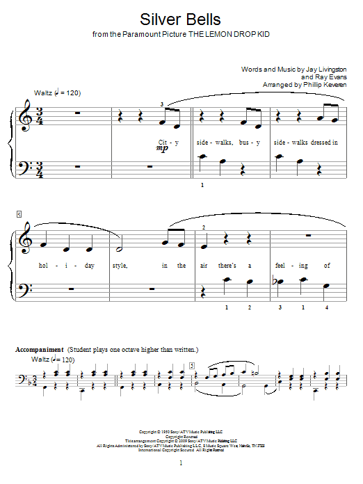 Product gallery: Page 1 of 1 Silver Bells (arr. Phillip Keveren), Jay Livingston
