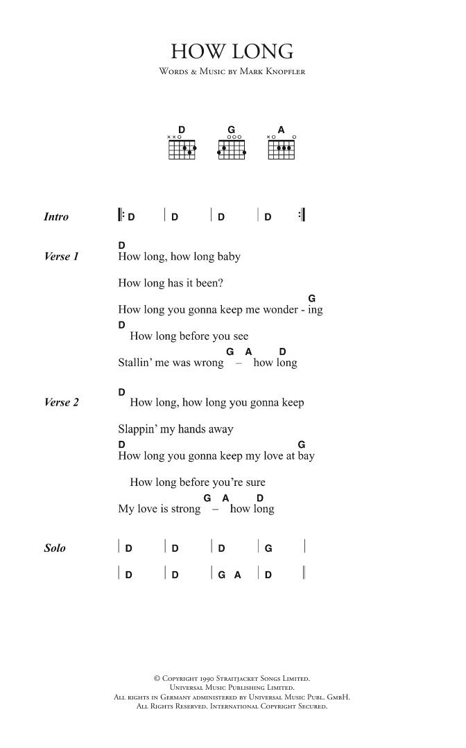 Produktgalerie: Seite 1 von 1 How Long, Dire Straits, Gitarre