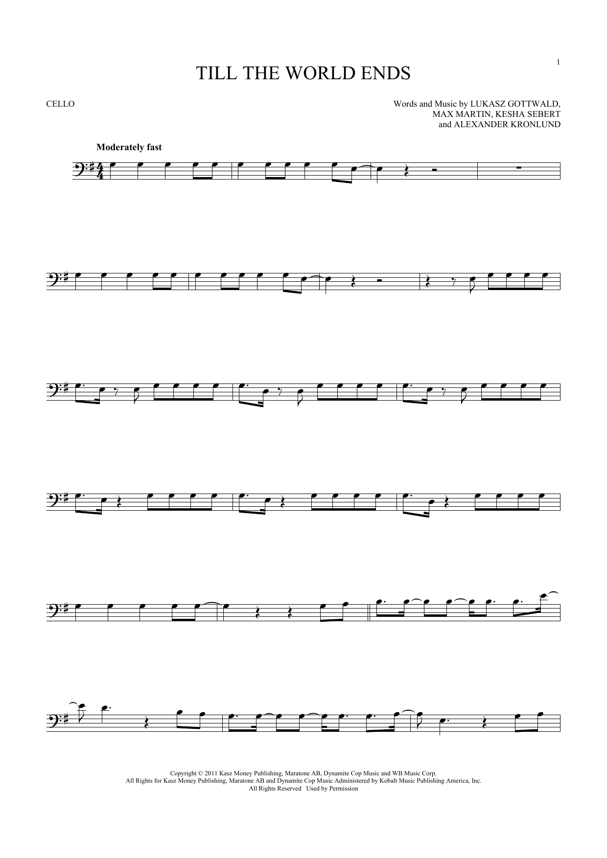 Produktgalerie: Seite 1 von 1 Till The World Ends, Britney Spears, Violoncello