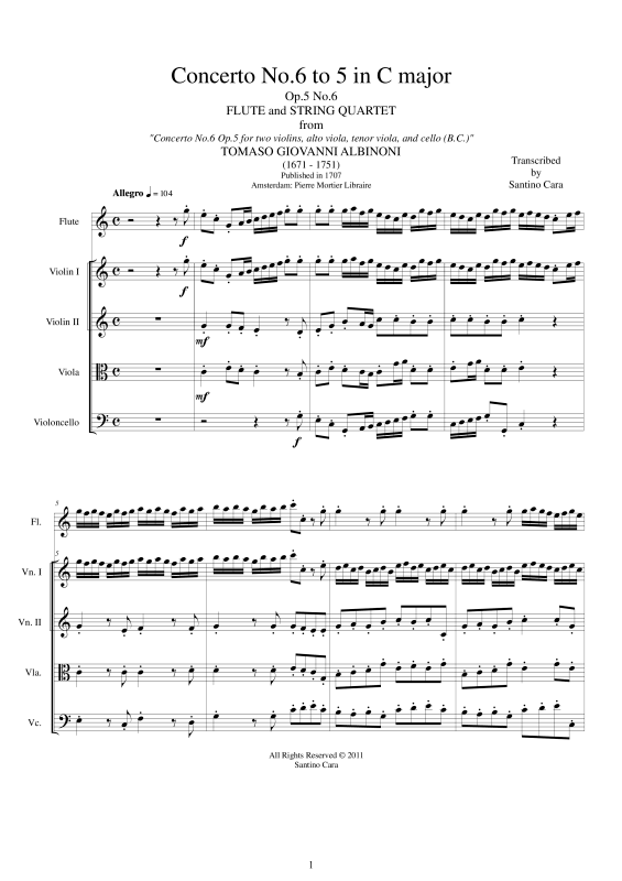Produktbild zu: Concerto No.6 to 5 in C-Dur Op.5Albinoni Tomaso