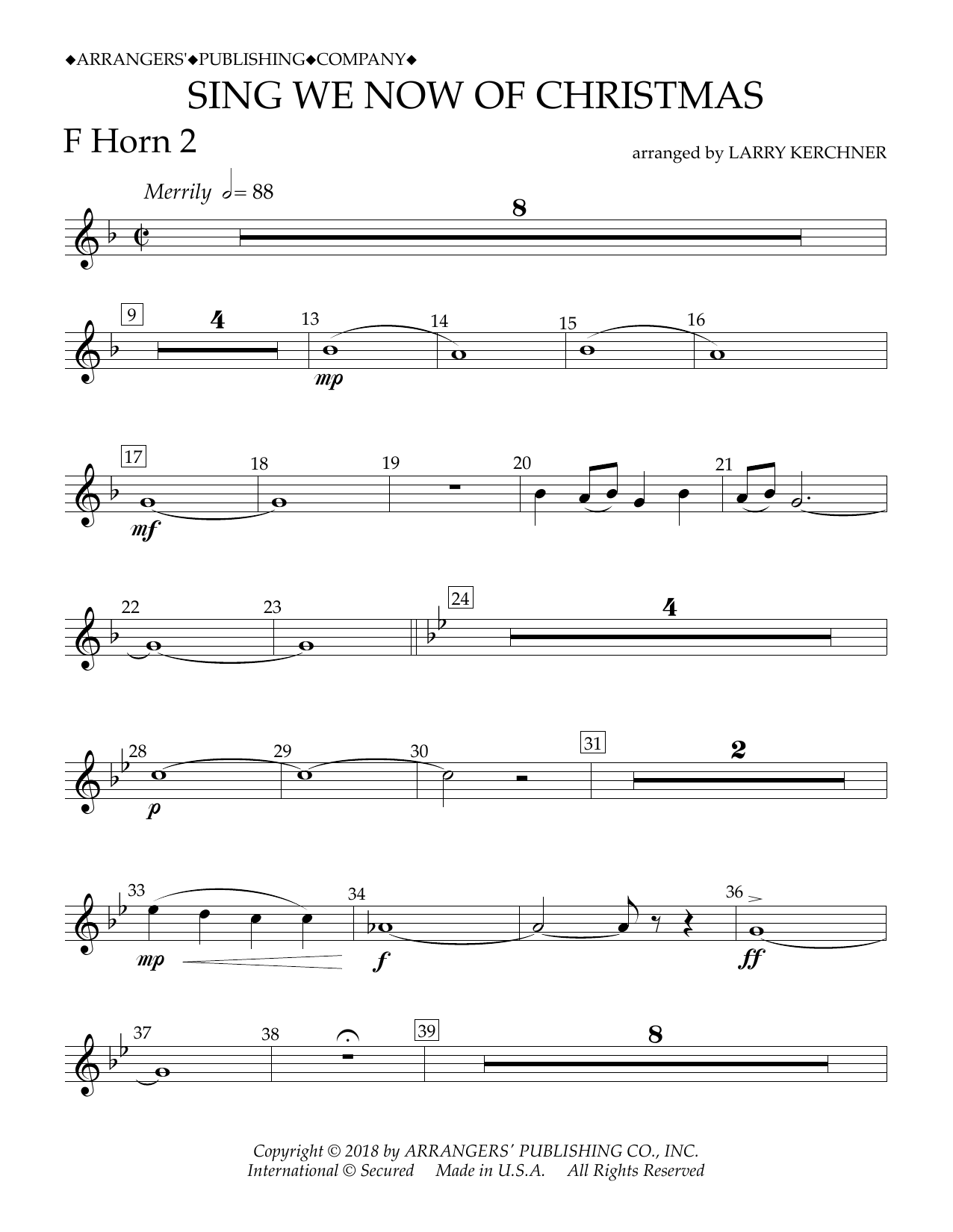 Produktbild zu: Sing We Now of Christmas (arr. Larry Kerchner) - F Horn 2