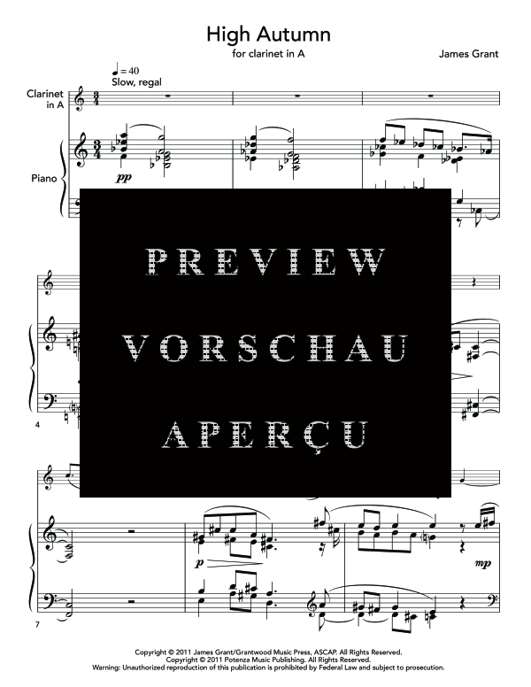 Product gallery: Page 5 of 11 High Autumn, , (clarinet in Bb and piano)