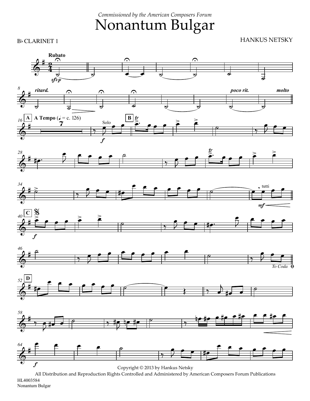 Product picture to: Nonantum Bulgar - Clarinet 1