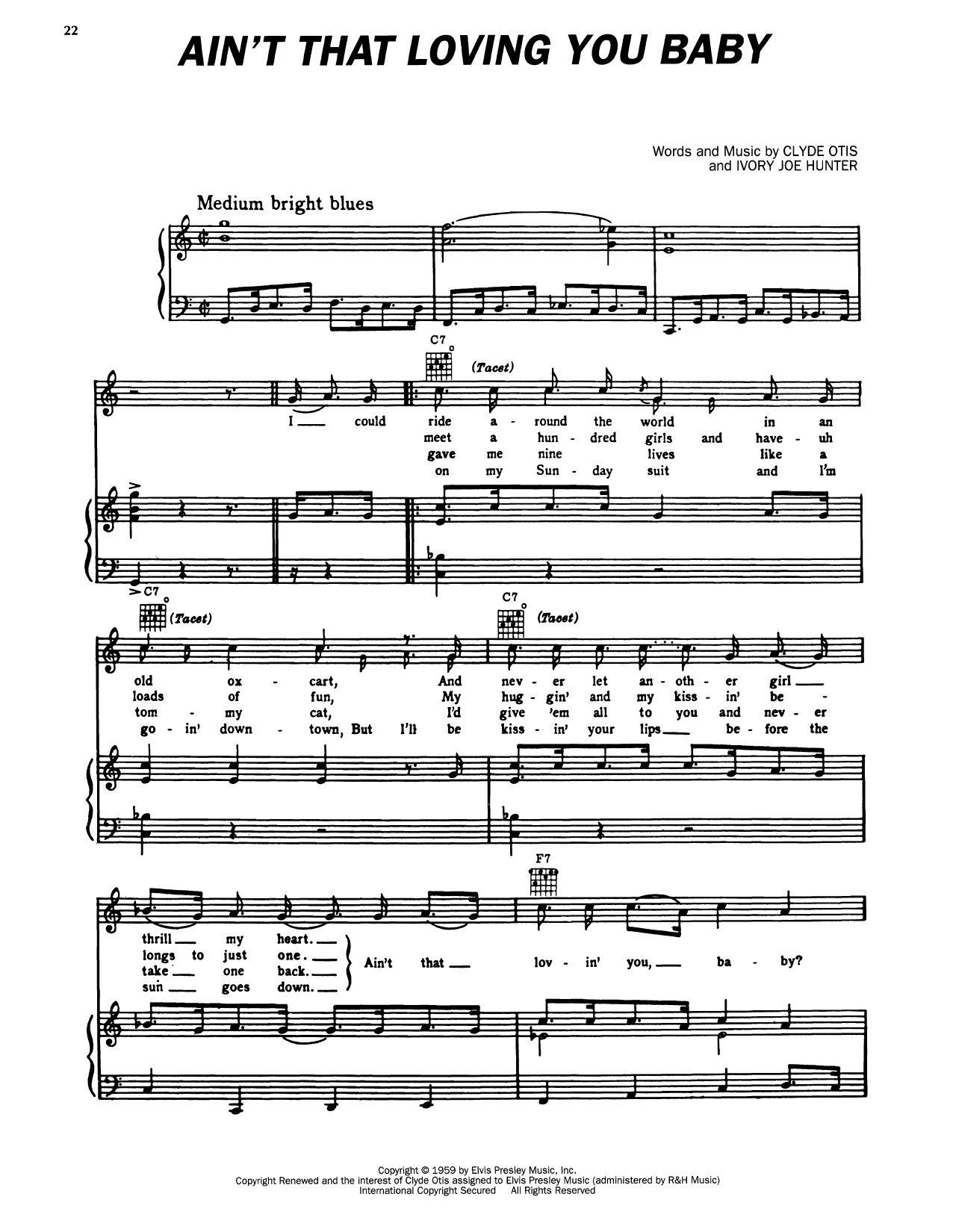 Produktgalerie: Seite 1 von 1 Ain't That Loving You Baby, Elvis Presley, Gesang, Gitarre, Klavier