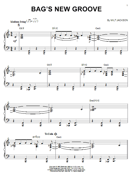 Product gallery: Page 1 of 1 Bag's New Groove (arr. Brent Edstrom), Milt Jackson