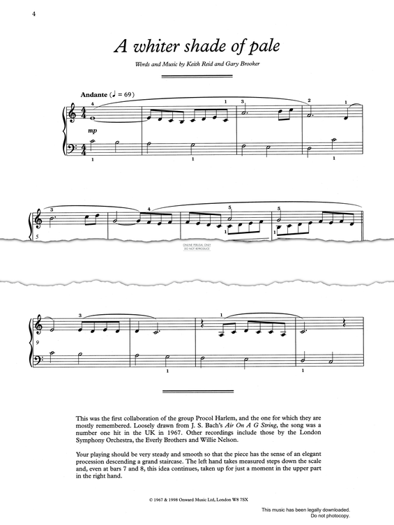 Produktgalerie: Seite 1 von 1 A Whiter Shade Of Pale, Keith Reid, Klavier