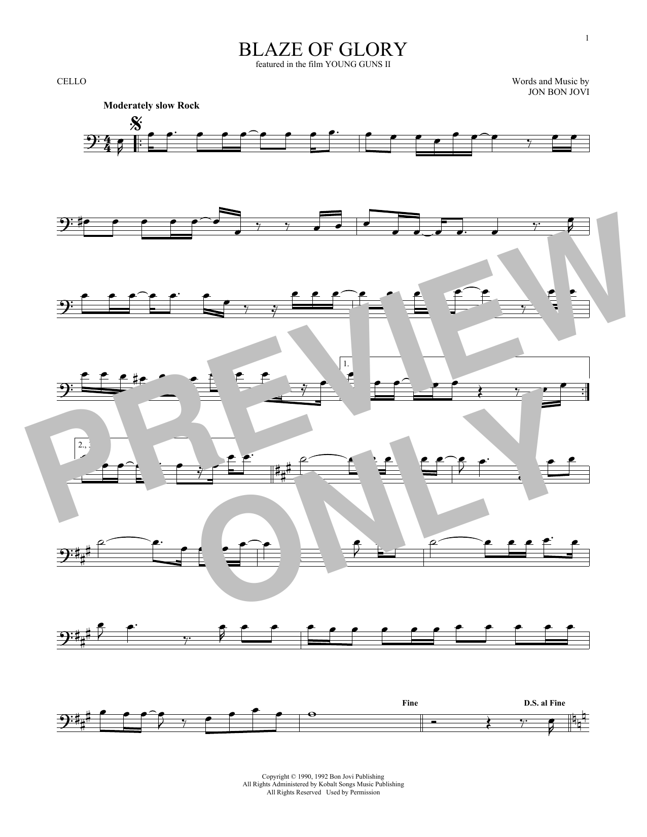 Produktgalerie: Seite 1 von 1 Blaze Of Glory, Jon Bon Jovi, Violoncello