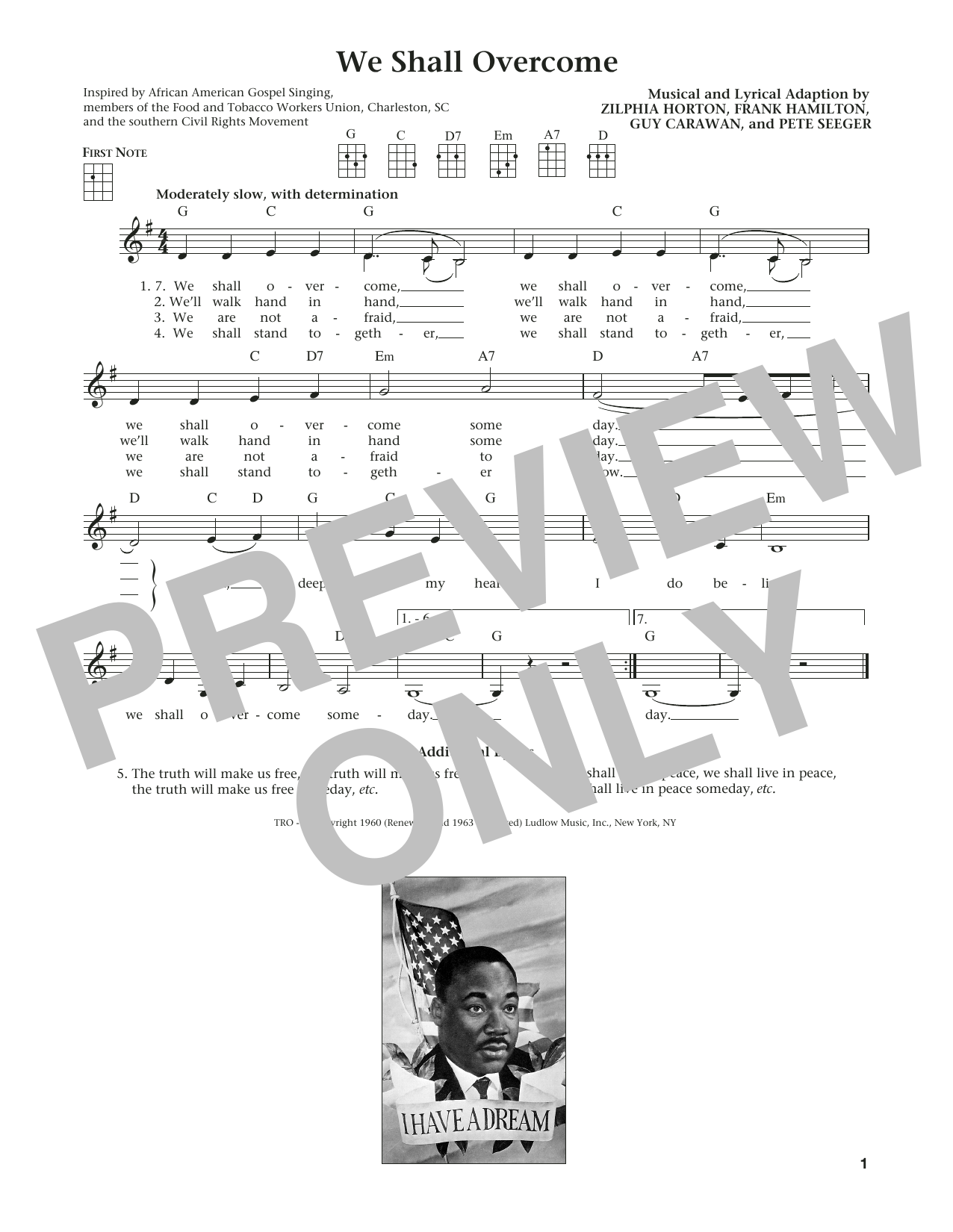 Product gallery: Page 1 of 1 We Shall Overcome (from The Daily Ukulele) (arr. Liz and Jim Beloff), Zilphia Horton