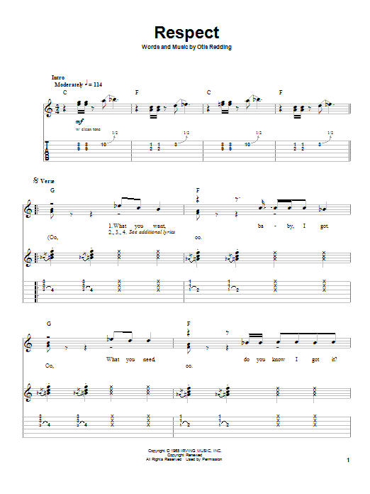 Produktgalerie: Seite 1 von 1 Respect, Aretha Franklin, Gitarre