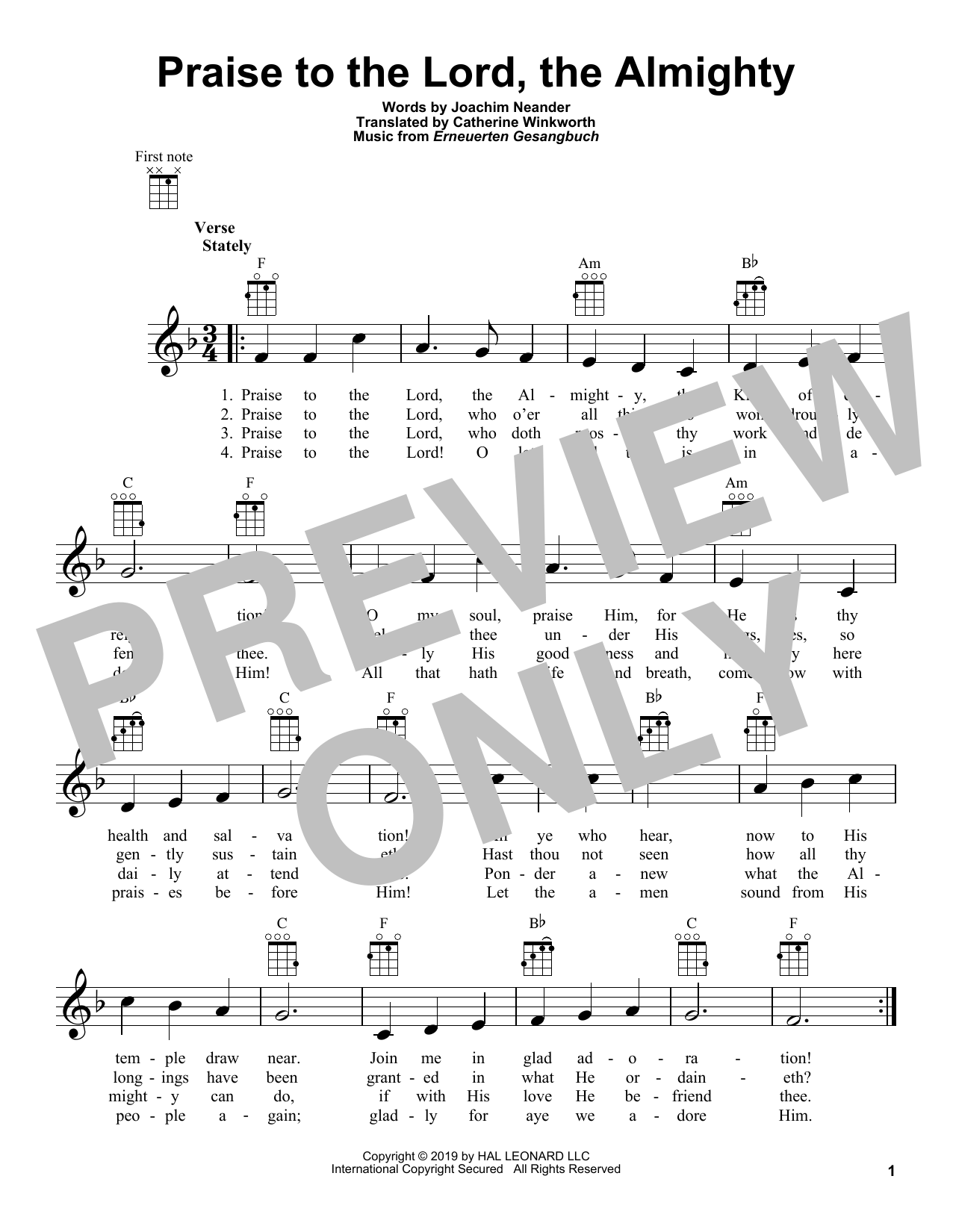 Product gallery: Page 1 of 1 Praise To The Lord, The Almighty, Joachim Neander