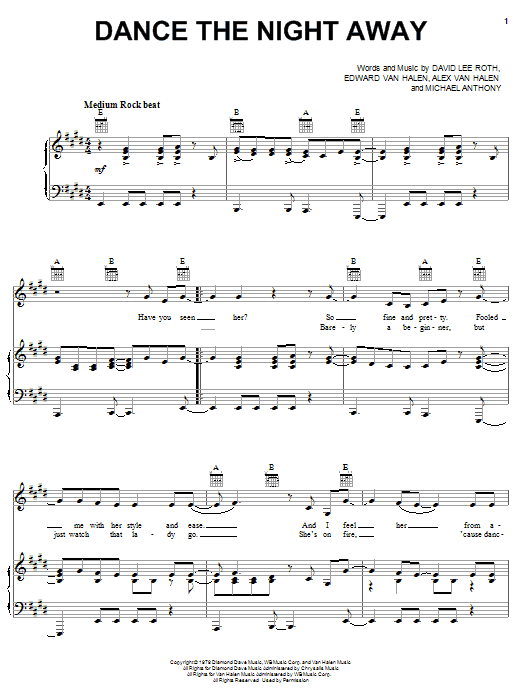 Produktgalerie: Seite 1 von 1 Dance The Night Away, Van Halen, Gesang, Gitarre, Klavier