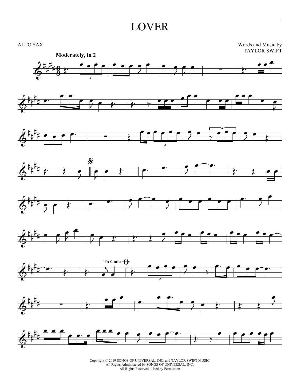 Product gallery: Page 1 of 1 Lover, Taylor Swift